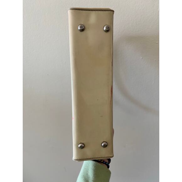 Vintage 1960s Beige Patent Leacher Purse Handbag Kiss Lock Closure AS IS - Picture 8 of 8